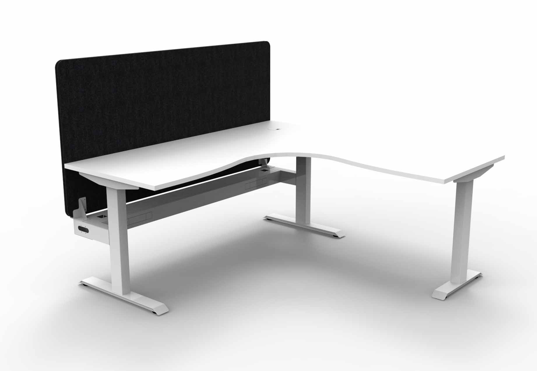Boost Static Corner Workstation with Cable Tray and Eco Screen